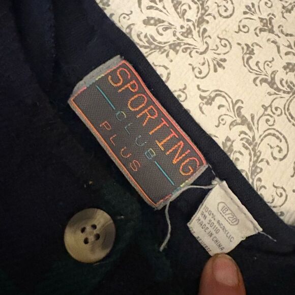 Vintage Y2K Tartan Plaid Cropped Sweater Top Sporting Club Plus Size 18/20 - Picture 4 of 8